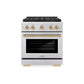 ZLINE Autograph Edition 30 in. 4.2 cu. ft. Paramount Dual Fuel Range with 4 Burner DuoPro™ Cooktop and Electric Convection Oven in Stainless Steel with Champagne Bronze Accents, Open Box-Great Condition