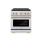 ZLINE Autograph Edition 30 in. 4.2 cu. ft. Paramount Dual Fuel Range with 4 Burner DuoPro™ Cooktop and Electric Convection Oven in Stainless Steel with Polished Gold Accents, Open Box-Good Condition