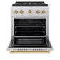 ZLINE Autograph Edition 30 in. 4.2 cu. ft. Paramount Dual Fuel Range with 4 Burner DuoPro™ Cooktop and Electric Convection Oven in Stainless Steel with Polished Gold Accents, Open Box-Great Condition