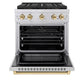 ZLINE Autograph Edition 30 in. 4.2 cu. ft. Paramount Dual Fuel Range with 4 Burner DuoPro™ Cooktop and Electric Convection Oven in Stainless Steel with Polished Gold Accents, Open Box-Good Condition