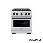 ZLINE Autograph Edition 30 in. 4.2 cu. ft. Paramount Dual Fuel Range with 4 Burner DuoPro™ Cooktop and Electric Convection Oven in Stainless Steel with Matte Black Accents, Open Box-Good Condition