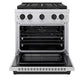 ZLINE Autograph Edition 30 in. 4.2 cu. ft. Paramount Dual Fuel Range with 4 Burner DuoPro™ Cooktop and Electric Convection Oven in Stainless Steel with Matte Black Accents, Open Box-Good Condition