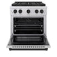 ZLINE Autograph Edition 30 in. 4.2 cu. ft. Paramount Dual Fuel Range with 4 Burner DuoPro™ Cooktop and Electric Convection Oven in Stainless Steel with Matte Black Accents, Open Box-Great Condition