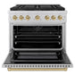 ZLINE Autograph Edition 36 in. 5.2 cu. ft. Paramount Dual Fuel Range with 6 Burner DuoPro™ Cooktop and Electric Convection Oven in Stainless Steel and Champagne Bronze Accents, Open Box-Good Condition