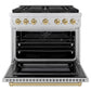 ZLINE Autograph Edition 36 in. 5.2 cu. ft. Paramount Dual Fuel Range with 6 Burner DuoPro™ Cooktop and Electric Convection Oven in Stainless Steel and Champagne Bronze Accents, Open Box-Great Condition