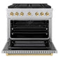 ZLINE Autograph Edition 36 in. 5.2 cu. ft. Paramount Dual Fuel Range with 6 Burner DuoPro™ Cooktop and Electric Convection Oven in Stainless Steel and Polished Gold Accents, Open Box-Good Condition