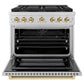 ZLINE Autograph Edition 36 in. 5.2 cu. ft. Paramount Dual Fuel Range with 6 Burner DuoPro™ Cooktop and Electric Convection Oven in Stainless Steel and Polished Gold Accents, Open Box-Great Condition