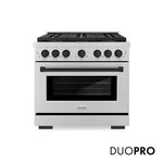 ZLINE Autograph Edition 36 in. 5.2 cu. ft. Paramount Dual Fuel Range with 6 Burner DuoPro™ Cooktop and Electric Convection Oven in Stainless Steel and Matte Black Accents, Open Box-Good Condition