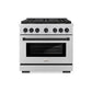 ZLINE Autograph Edition 36 in. 5.2 cu. ft. Paramount Dual Fuel Range with 6 Burner DuoPro™ Cooktop and Electric Convection Oven in Stainless Steel and Matte Black Accents (PSDRZ-36-MB) front.