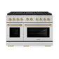 ZLINE Autograph Edition 48 in. 6.7 cu. ft. Paramount Dual Fuel Range with 8 Burner DuoPro™ Cooktop and Dual Ovens in Stainless Steel and Champagne Bronze Accents, Open Box-Great Condition