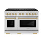 ZLINE Autograph Edition 48 in. 6.7 cu. ft. Paramount Dual Fuel Range with 8 Burner DuoPro™ Cooktop and Dual Ovens in Stainless Steel and Champagne Bronze Accents, Open Box-Good Condition