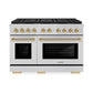 ZLINE Autograph Edition 48 in. 6.7 cu. ft. Paramount Dual Fuel Range with 8 Burner DuoPro™ Cooktop and Dual Ovens in Stainless Steel and Polished Gold Accents, Open Box-Good Condition