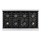 ZLINE Autograph Edition 48 in. 6.7 cu. ft. Paramount Dual Fuel Range with 8 Burner DuoPro™ Cooktop and Dual Ovens in Stainless Steel and Polished Gold Accents (PSDRZ-48-G) top-down, above cooktop.