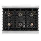 ZLINE Autograph Edition 36 in. 5.2 cu. ft. Paramount Dual Fuel Range with 6 Burner DuoPro™ Cooktop and Electric Convection Oven with Black Matte Door and Champagne Bronze Accents, Open Box-Good Condition