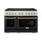 ZLINE Autograph Edition 48 in. 6.7 cu. ft. Paramount Dual Fuel Range with 8 Burner DuoPro™ Cooktop and Dual Ovens with Black Matte Doors and Champagne Bronze Accents, Open Box-Great Condition
