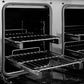 ZLINE Autograph Edition 48 in. 6.7 cu. ft. Paramount Dual Fuel Range with 8 Burner DuoPro™ Cooktop and Dual Ovens with Black Matte Doors and Champagne Bronze Accents (PSDRZ-BLM-48-CB) side, oven open showing racks extended.