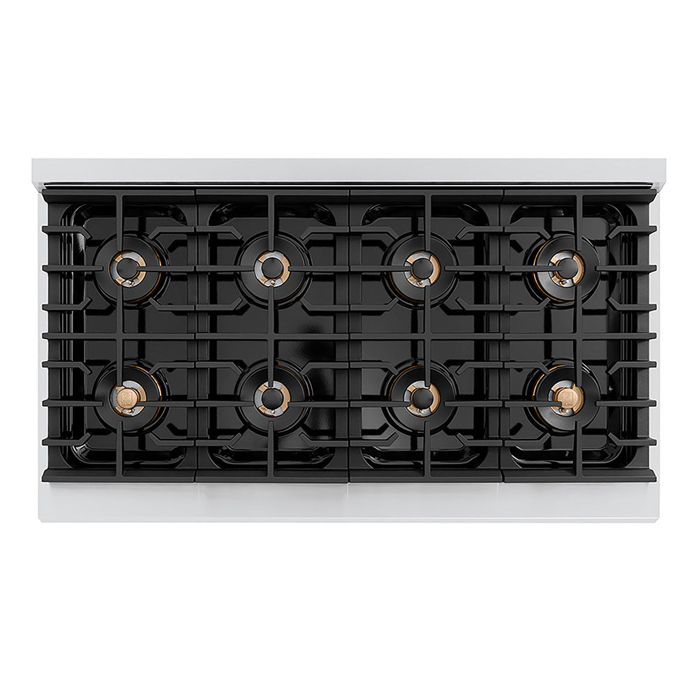 ZLINE Autograph Edition 48 in. 6.7 cu. ft. Paramount Dual Fuel Range with 8 Burner DuoPro™ Cooktop and Dual Ovens with Black Matte Doors and Champagne Bronze Accents, Open Box-Good Condition