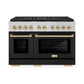ZLINE Autograph Edition 48 in. 6.7 cu. ft. Paramount Dual Fuel Range with 8 Burner DuoPro™ Cooktop and Dual Ovens with Black Matte Doors and Polished Gold Accents, Open Box-Great Condition