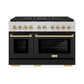 ZLINE Autograph Edition 48 in. 6.7 cu. ft. Paramount Dual Fuel Range with 8 Burner DuoPro™ Cooktop and Dual Ovens with Black Matte Doors and Polished Gold Accents, Open Box-Good Condition