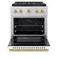 ZLINE Autograph Edition 30 in. 4.2 cu. ft. Paramount Dual Fuel Range with 4 Burner DuoPro™ Cooktop and Electric Convection Oven in Stainless Steel with White Matte Door and Champagne Bronze Accents, Open Box-Great Condition