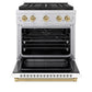 ZLINE Autograph Edition 30 in. 4.2 cu. ft. Paramount Dual Fuel Range with 4 Burner DuoPro™ Cooktop and Electric Convection Oven in Stainless Steel with White Matte Door and Champagne Bronze Accents, Open Box-Good Condition