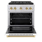 ZLINE Autograph Edition 30 in. 4.2 cu. ft. Paramount Dual Fuel Range with 4 Burner DuoPro™ Cooktop and Electric Convection Oven in Stainless Steel with White Matte Door and Polished Gold Accents, Open Box-Great Condition