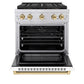 ZLINE Autograph Edition 30 in. 4.2 cu. ft. Paramount Dual Fuel Range with 4 Burner DuoPro™ Cooktop and Electric Convection Oven in Stainless Steel with White Matte Door and Polished Gold Accents, Open Box-Good Condition
