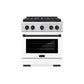 ZLINE Autograph Edition 30 in. 4.2 cu. ft. Paramount Dual Fuel Range with 4 Burner DuoPro™ Cooktop and Electric Convection Oven in Stainless Steel with White Matte Door and Matte Black Accents, Open Box-Great Condition