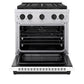 ZLINE Autograph Edition 30 in. 4.2 cu. ft. Paramount Dual Fuel Range with 4 Burner DuoPro™ Cooktop and Electric Convection Oven in Stainless Steel with White Matte Door and Matte Black Accents, Open Box-Great Condition