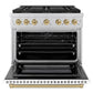 ZLINE Autograph Edition 36 in. 5.2 cu. ft. Paramount Dual Fuel Range with 6 Burner DuoPro™ Cooktop and Electric Convection Oven with White Matte Door and Champagne Bronze Accents, Open Box-Good Condition