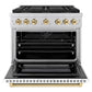 ZLINE Autograph Edition 36 in. 5.2 cu. ft. Paramount Dual Fuel Range with 6 Burner DuoPro™ Cooktop and Electric Convection Oven with White Matte Door and Polished Gold Accents, Open Box-Good Condition