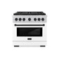 ZLINE Autograph Edition 36 in. 5.2 cu. ft. Paramount Dual Fuel Range with 6 Burner DuoPro™ Cooktop and Electric Convection Oven with White Matte Door and Matte Black Accents, Open Box-Great Condition