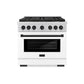 ZLINE Autograph Edition 36 in. 5.2 cu. ft. Paramount Dual Fuel Range with 6 Burner DuoPro™ Cooktop and Electric Convection Oven with White Matte Door and Matte Black Accents, Open Box-Good Condition