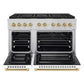 ZLINE Autograph Edition 48 in. 6.7 cu. ft. Paramount Dual Fuel Range with 8 Burner DuoPro™ Cooktop and Dual Ovens with White Matte Doors and Champagne Bronze Accents, Open Box-Great Condition