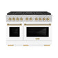 ZLINE Autograph Edition 48 in. 6.7 cu. ft. Paramount Dual Fuel Range with 8 Burner DuoPro™ Cooktop and Dual Ovens with White Matte Doors and Polished Gold Accents, Open Box-Great Condition