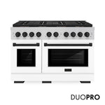 ZLINE Autograph Edition 48 in. 6.7 cu. ft. Paramount Dual Fuel Range with 8 Burner DuoPro™ Cooktop and Dual Ovens with White Matte Doors and Matte Black Accents, Open Box-Good Condition
