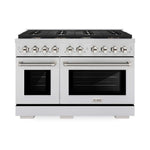 ZLINE Autograph Edition 48 in. 6.7 cu. ft. Paramount Double Oven Dual Fuel Range with 8 Burner Gas Cooktop in Stainless Steel and Polished Nickel Helix Handles and Knob Accents, Open Box-Good Condition