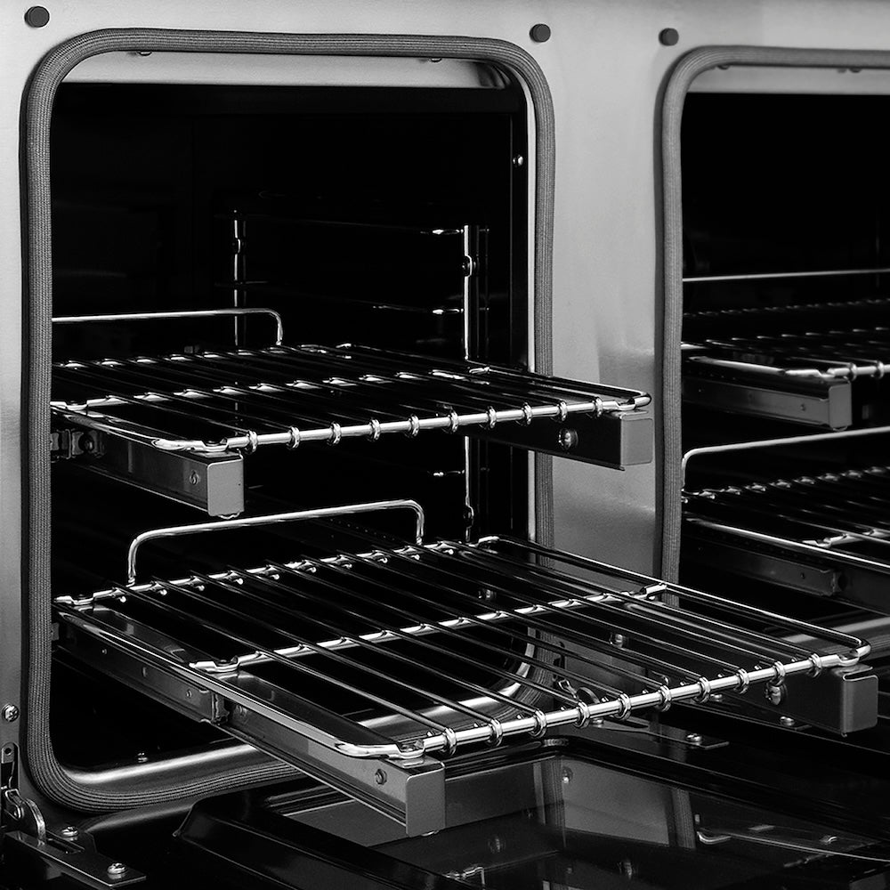 ZLINE Autograph Edition 48 in. 6.7 cu. ft. Paramount Double Oven Dual Fuel Range with 8 Burner Gas Cooktop in Stainless Steel and Polished Nickel Helix Handles and Knob Accents (SDRZ-48-KPN) oven racks.