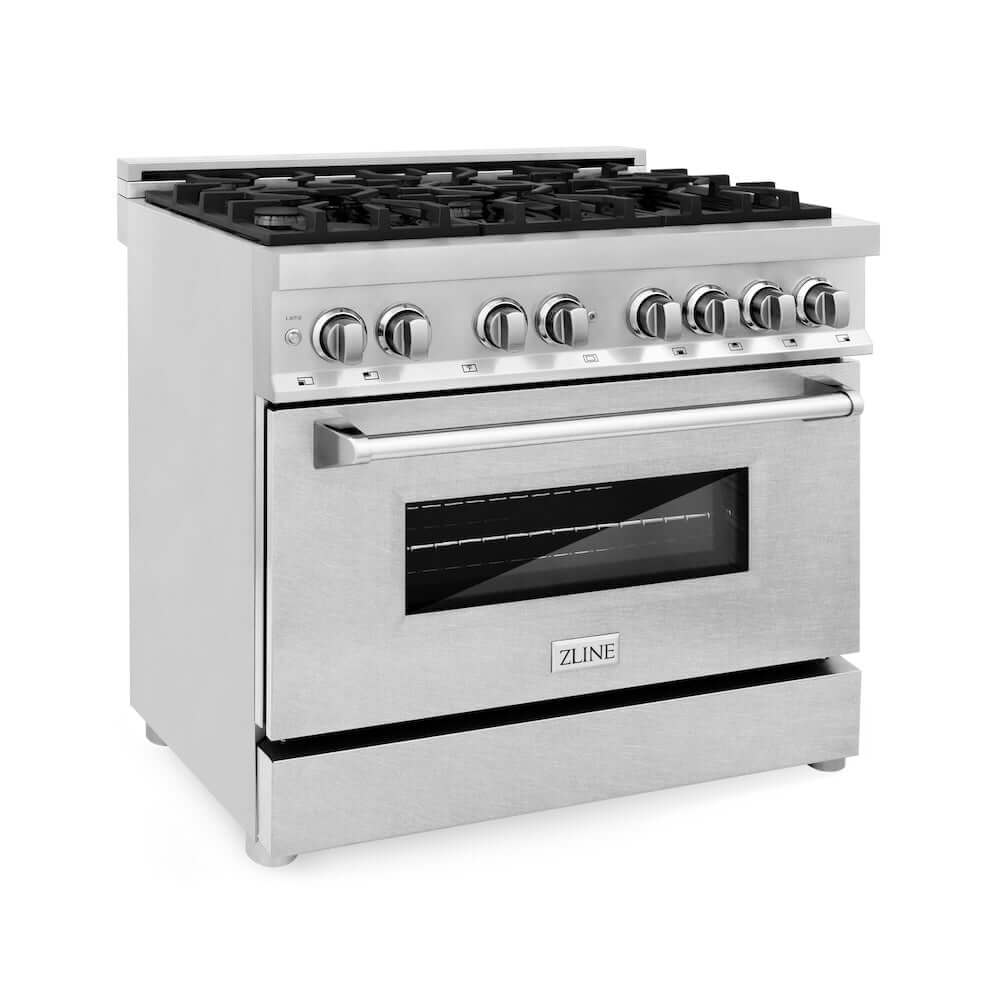 ZLINE 36 in. 4.6 cu. ft. Dual Fuel Range with Gas Stove and Electric Oven in Fingerprint Resistant Stainless Steel (RA-SN-36)