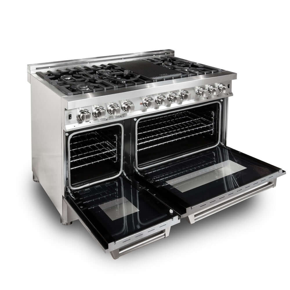 ZLINE 48 in. 6.0 cu. ft. Dual Fuel Range with Gas Stove and Electric Oven in Fingerprint Resistant Stainless Steel (RA-SN-48) 