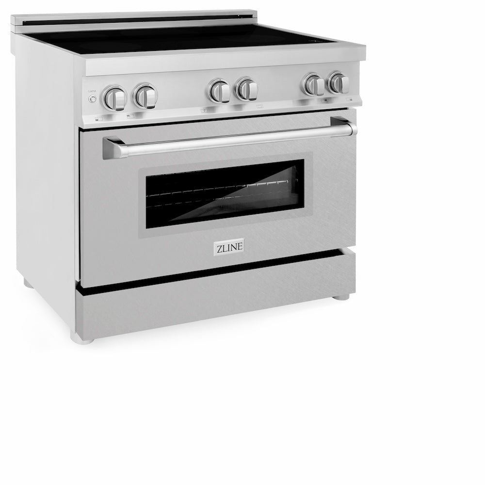 ZLINE 36 in. 4.6 cu. ft. Legacy Induction Range with 5 Element Cooktop and Electric Oven in Stainless Steel with Satin Stainless Steel, Open Box-Good Condition