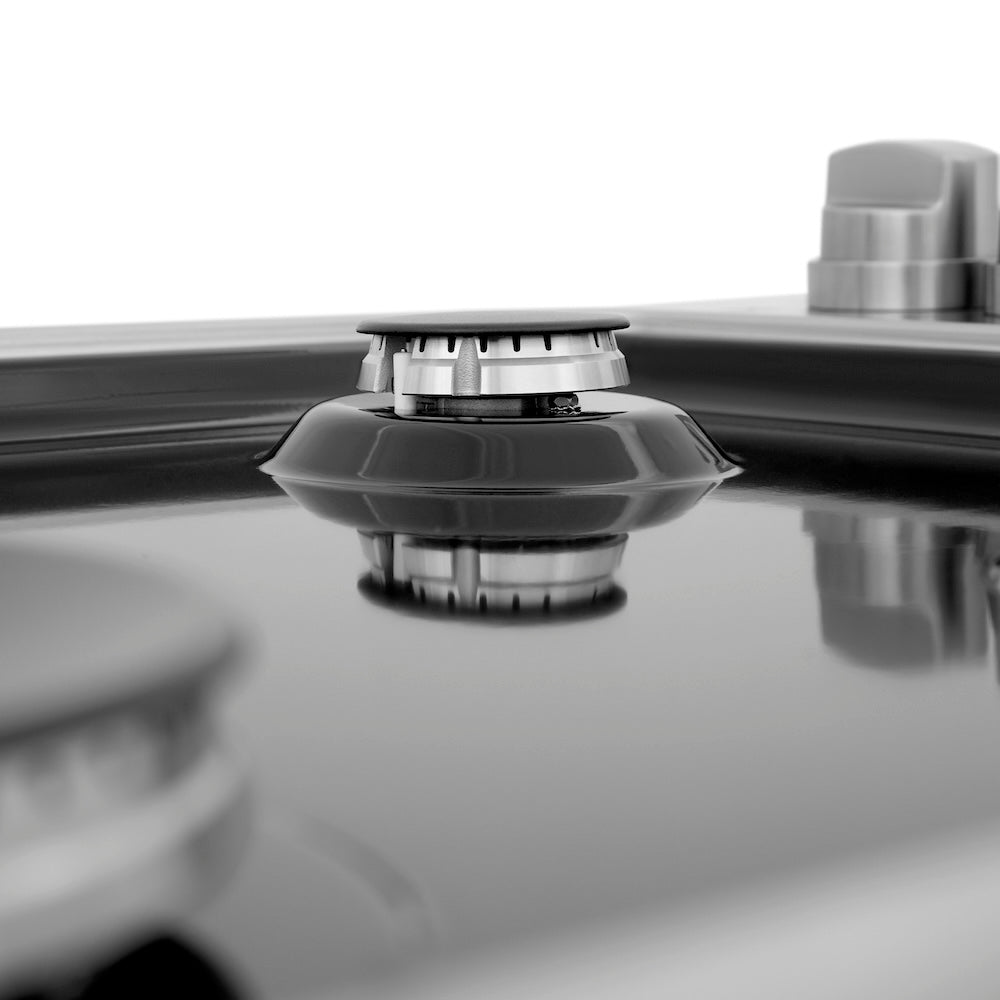ZLINE 30 in. Gas Cooktop with 4 Gas Burners and Black Porcelain Top (RC30-PBT) close-up, burners.