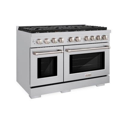 ZLINE 48 in. 6.7 cu. ft. Paramount Double Oven Dual Fuel Range with 8 Burner Gas Cooktop in Stainless Steel, Open Box-Great Condition