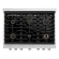 ZLINE 36 in. 5.2 cu. ft. Paramount Gas Range with Convection Gas Oven in Stainless Steel with 6 Brass Burners (SGR-BR-36)