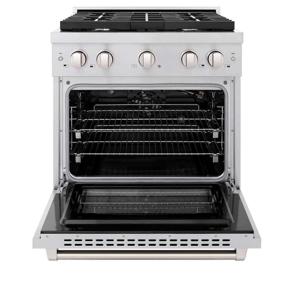 ZLINE 30 in. Kitchen Package with Stainless Steel Gas Range and Convertible Vent Range Hood