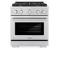 ZLINE 30 in. 4.2 cu. ft. Paramount Gas Range with 4 Burner Cooktop and Convection Gas Oven in Stainless Steel (SGR30) front, oven closed.