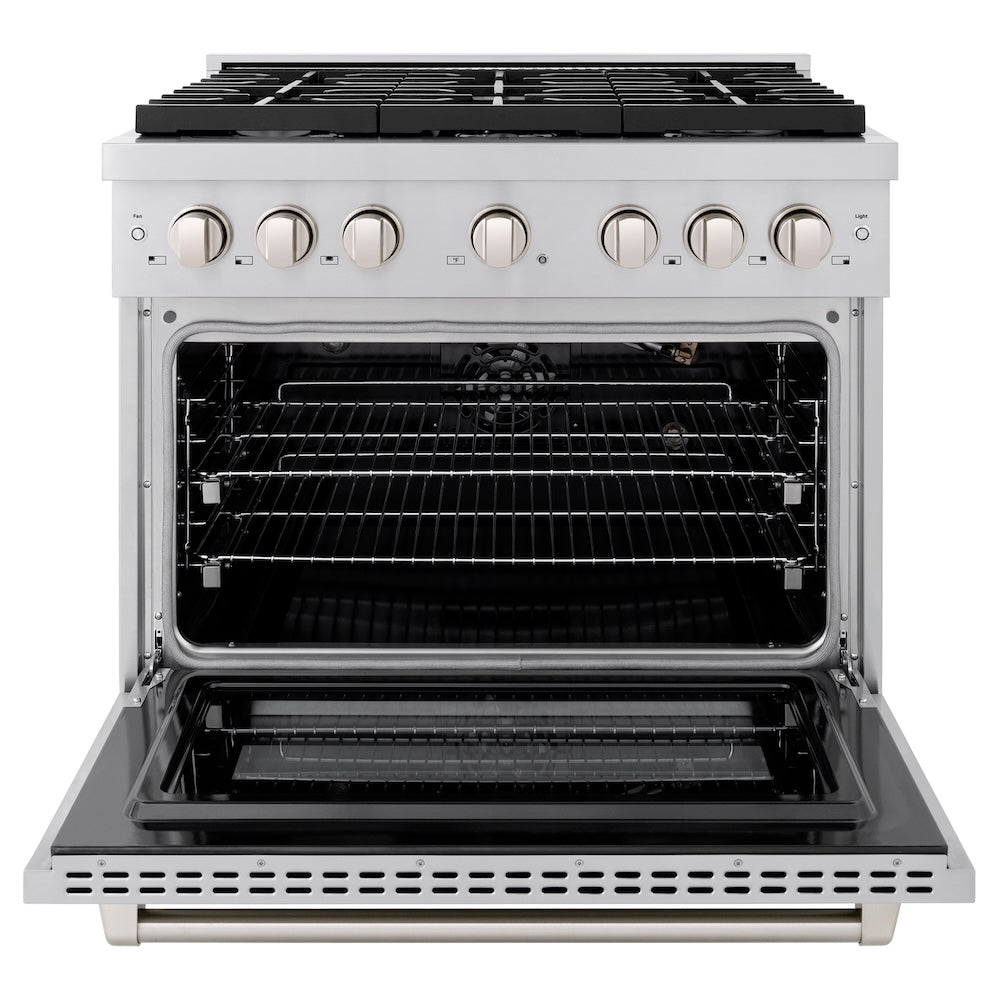 ZLINE 36 in. 5.2 cu. ft. Paramount Gas Range with 6 Burner Cooktop and Convection Gas Oven in Stainless Steel, Open Box-Excellent Condition