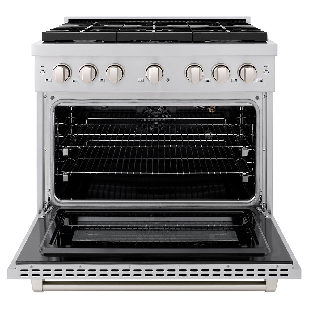 ZLINE 36 in. 5.2 cu. ft. Paramount Gas Range with 6 Burner Cooktop and Convection Gas Oven in Stainless Steel, Open Box-Good Condition