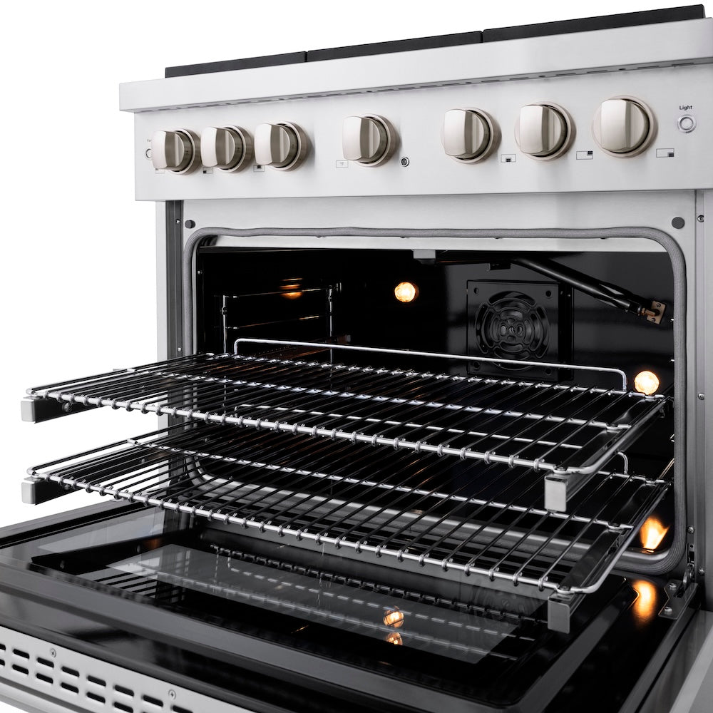 ZLINE 36 in. 5.2 cu. ft. Paramount Gas Range with 6 Burner Cooktop and Convection Gas Oven in Stainless Steel, Open Box-Excellent Condition