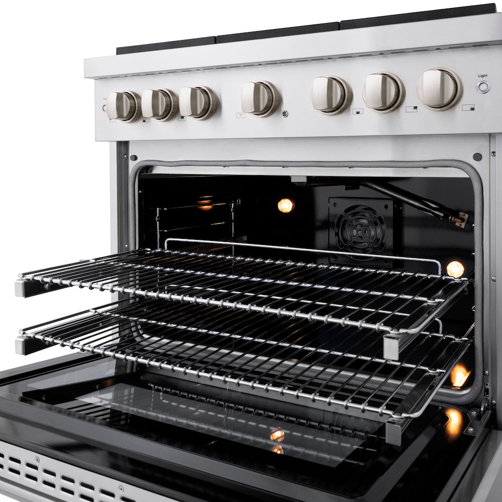 ZLINE 36 in. 5.2 cu. ft. Paramount Gas Range with 6 Burner Cooktop and Convection Gas Oven in Stainless Steel (SGR36)